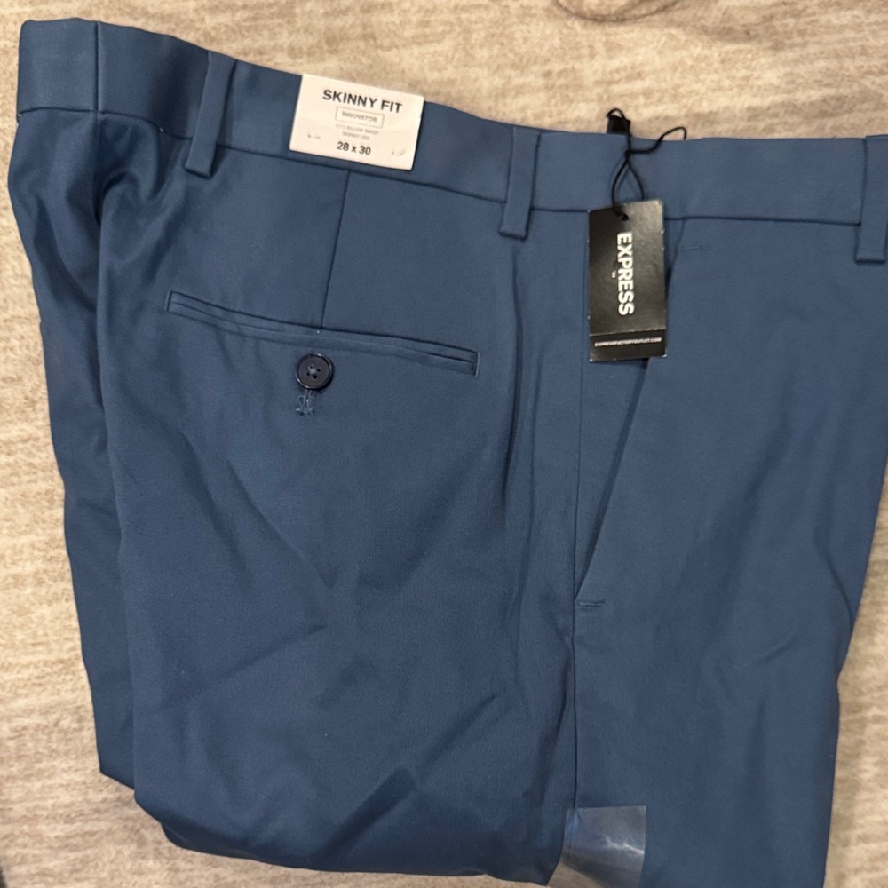Express Men's Teal Skinny Fit Dress Pants